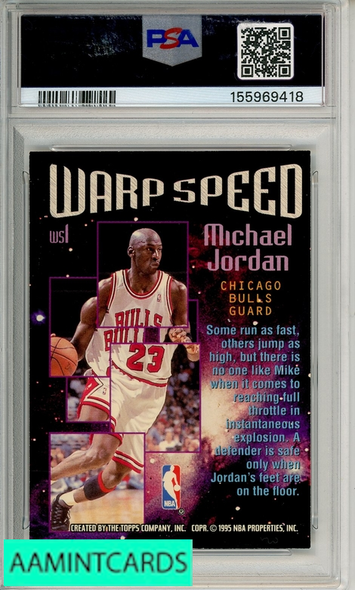 1995 STADIUM CLUB WARP SPEED MICHAEL JORDAN #WS1 WARP SPEED PSA 6 EX-MT 155969418