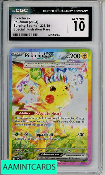 2024 POKEMON SURGING SPARKS PIKACHU EX #238 SIR CGC 10 6178132165