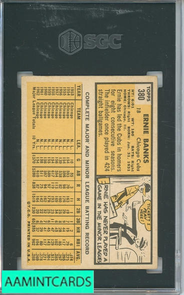 1963 TOPPS ERNIE BANKS #380 SGC 5 9795771