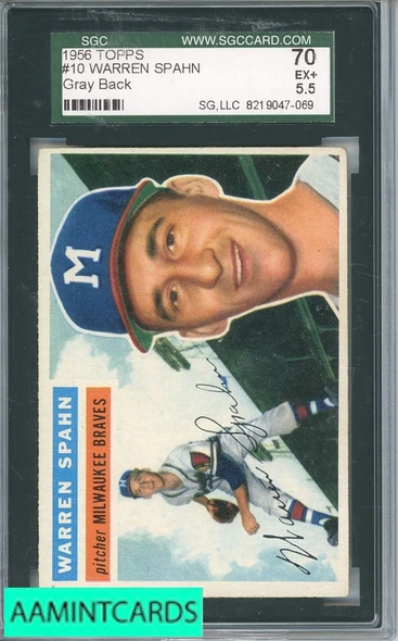 1956 TOPPS WARREN SPAHN #10 SGC 5.5 8219047-069