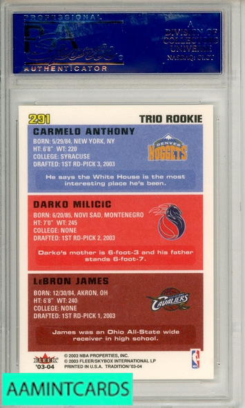 2003 FLEER TRADITION JAMES MILICIC ANTHONY #291 PSA 10 GEM MT TRIO ROOKIE RC 81772146