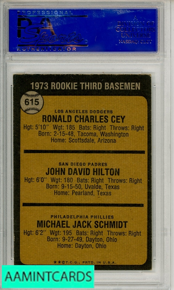 1973 TOPPS ROOKIE 3RD BASEMEN #615 CEY HILTON SCHMIDT PSA 5 EX RC 30944472