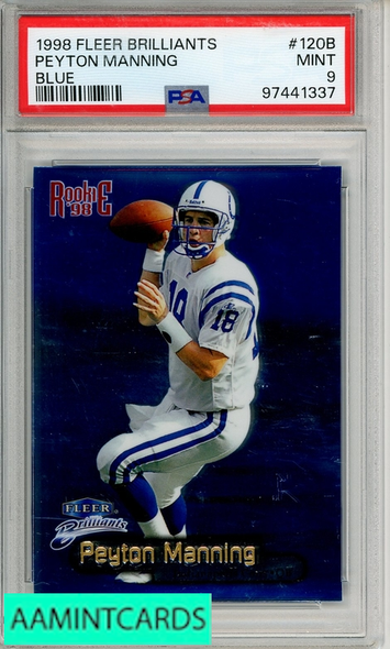 1998 FLEER BRILLIANTS PEYTON MANNING #120B BLUE PSA 9 MINT 97441337