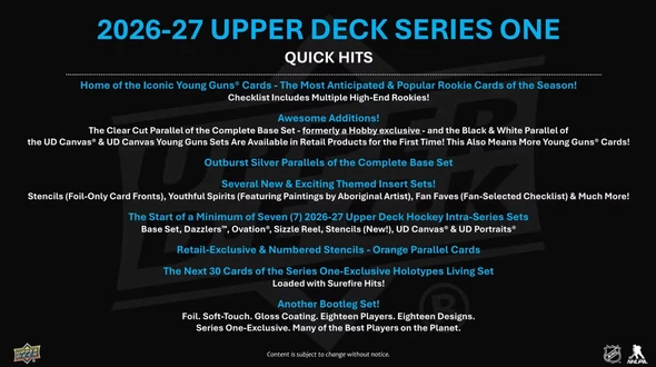 2026/27 Upper Deck Series 1 Hockey Blaster Box - PRESALE