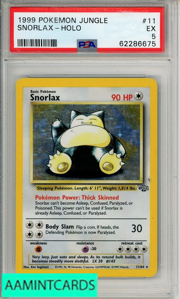 1999 POKEMON JUNGLE SNORLAX-HOLO #11 PSA 5 EX 62286675