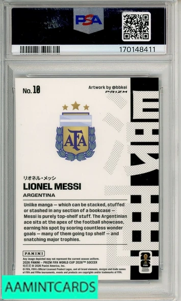 2026 PANINI PRIZM FIFA WORLD CUP 2026 MANGA LIONEL MESSI #10 PSA 10 GEM MT 170148411