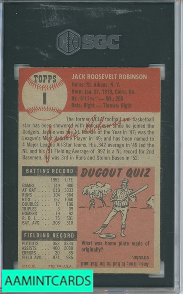 1953 TOPPS JACKIE ROBINSON #1 SGC 6 0531148