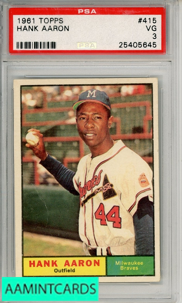 1961 TOPPS HANK AARON #415 PSA 3 VG 25405645
