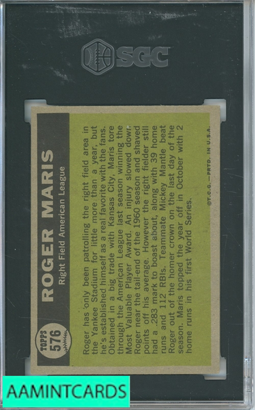1961 TOPPS ROGER MARIS #576 SGC 6.5 7678229