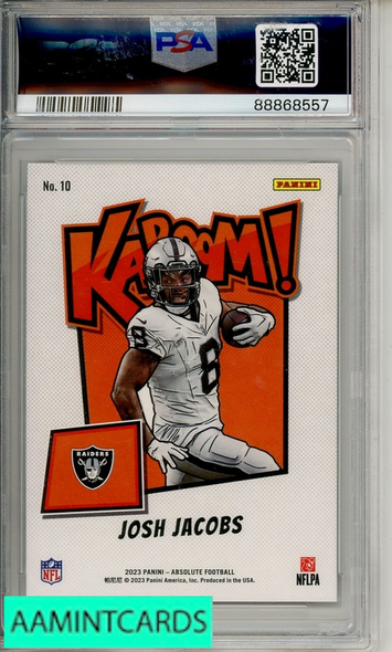 2023 PANINI ABSOLUTE KABOOM! HORIZONTAL JOSH JACOBS #10 PSA 10 GEM MT 88868557