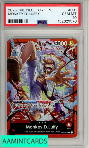 2025 ONE PIECE STARTER DECK ST21-EX GEAR 5 MONKEY D  LUFFY #001 PSA 10 GEM MT 152029570