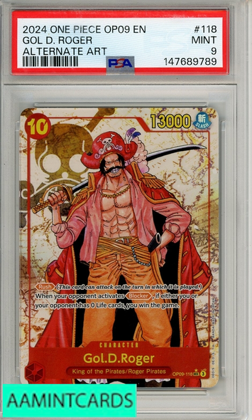 2024 ONE PIECE OP09-EMPERORS IN THE NEW WORLD GOL D ROGER #118 ALT ART PSA 9 147689789
