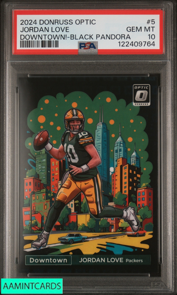 2024 PANINI DONRUSS OPTIC DOWNTOWN! JORDAN LOVE #5 BLACK PANDORA 10 OF 25 PSA 10 122409764