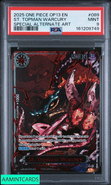 2025 ONE PIECE OP13 ST TOPMAN WARCURY #089 SPECIAL ALT ART PSA 9 161209749