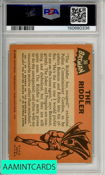1966 TOPPS BATMAN THE RIDDLER #36 PSA 4 VG-EX  RC 150660336