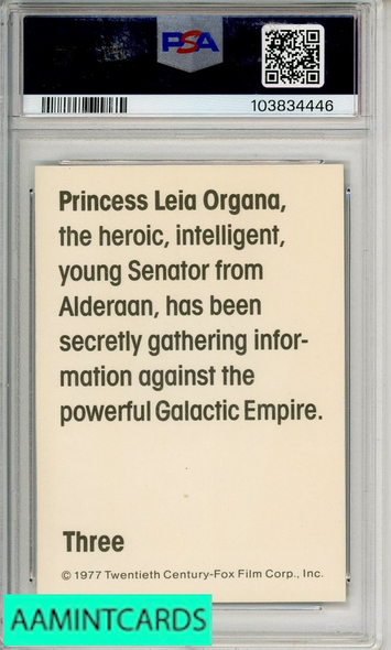 1977 STAR WARS WONDER BREAD PRINCESS L ORGANA #3 WONDER BREAD PSA 7 NM 103834446
