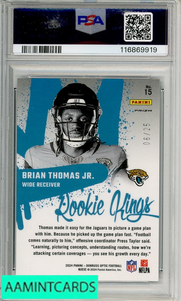 2024 PANINI DONRUSS OPTIC ROOKIE KINGS BRIAN THOMAS JR  #15 BLK PANDORA PSA 10 116869919