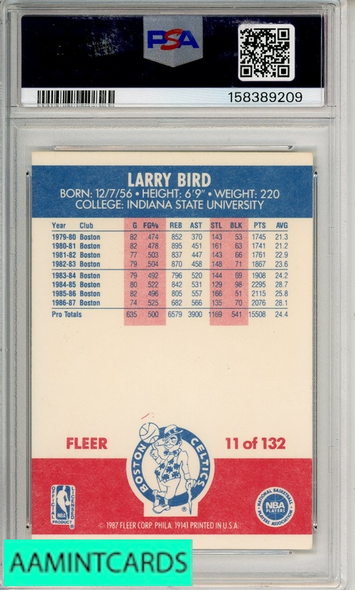 1987 FLEER LARRY BIRD #11 PSA 7 NM 158389209
