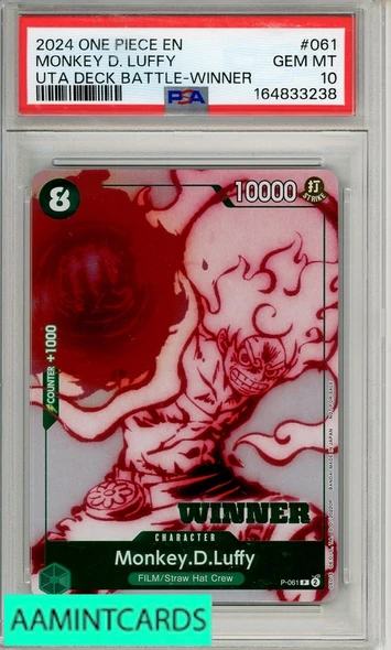 2024 ONE PIECE PROMOS MONKEY D  LUFFY #061 UTA DECK BATTLE WINNER PSA 10 164833238