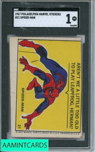 1967 PHILADELPHIA MARVEL STICKERS SPIDER-MAN #21 SGC 1 7466390