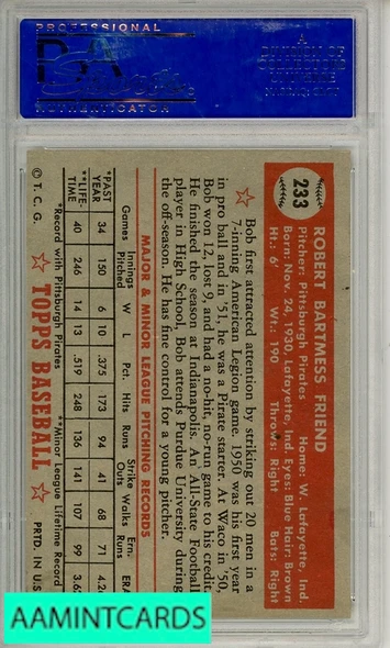 1952 TOPPS BOB FRIEND #233 PSA 7 NM 31543554