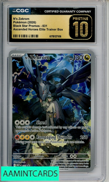 20206 POKEMON BSP ASC HEROES ETB NS ZEKROM #193 CGC PRISTINE 6178137106
