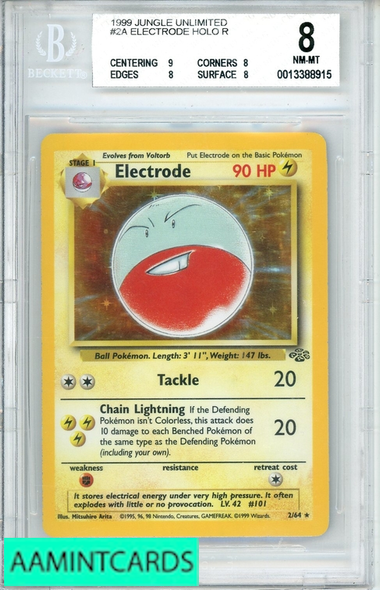 1999 POKEMON JUNGLE UNLIMITED ELECTRODE HOLO R #2A BGS 8 0013388915