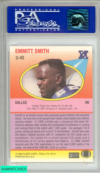 1990 FLEER UPDATE EMMITT SMITH #U-40 ROOKIE RC PSA 10 GEM MT 04002643