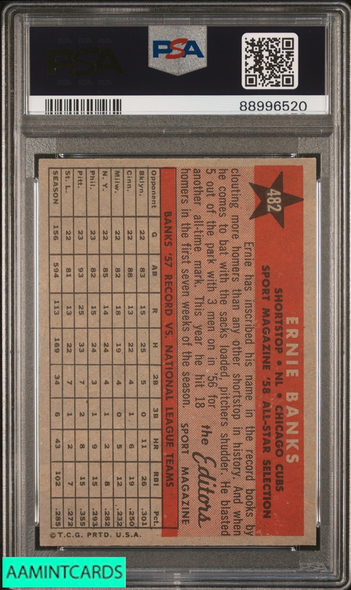 1958 TOPPS ERNIE BANKS #482 ALL STAR PSA 6 EX-MT 88996520