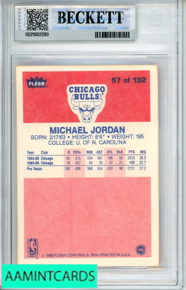 1986-87 FLEER MICHAEL JORDAN #57 BGS 7.5 RC 0021802289