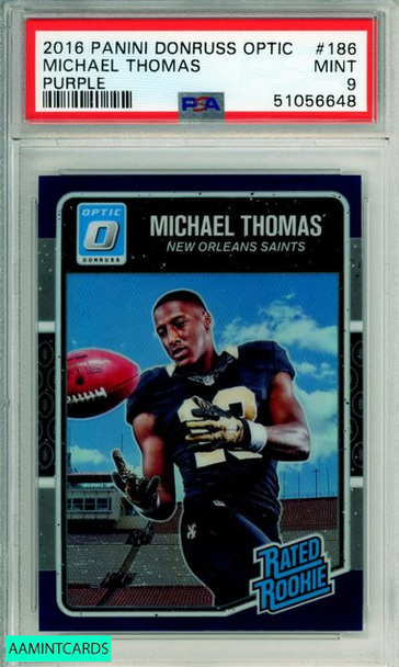 2016 PANINI DONRUSS OPTIC PURPLE MICHAEL THOMAS #186 ROOKIE SAINTS PSA MINT 9 51056648 2016 PANINI DONRUSS OPTIC PURPLE MICHAEL THOMAS #186 ROOKIE SAINTS PSA MINT 9 51056648
