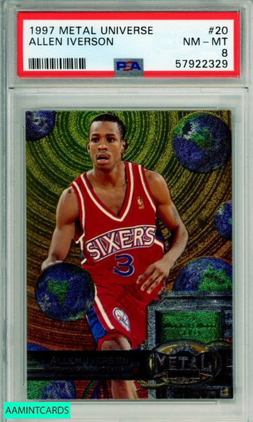 1997 METAL UNIVERSE ALLEN IVERSON #20 HOF PHILADELPHIA 76ERS PSA NM-MT 8 57922329