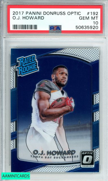 2017 PANINI DONRUSS OPTIC O J HOWARD #192 BUCCANEERS ROOKIE RC PSA 10 GEM MT 50635920 2017 PANINI DONRUSS OPTIC O J HOWARD #192 BUCCANEERS ROOKIE RC PSA 10 GEM MT 50635920