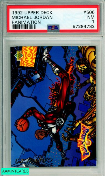 1992 UPPER DECK FANIMATION MICHAEL JORDAN #506 HOF CHICAGO BULLS PSA NM 7 57294732