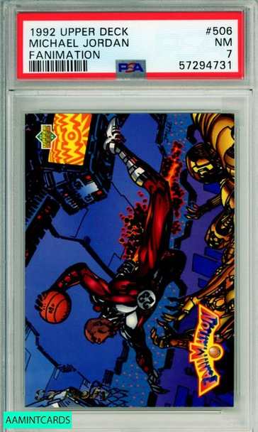 1992 UPPER DECK FANIMATION MICHAEL JORDAN #506 HOF CHICAGO BULLS PSA NM 7 57294731