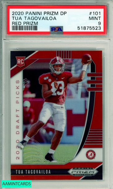 2020 PANINI PRIZM DRAFT PICKS TUA TAGOVAILOA #101 RED PRIZM ROOKIE RC PSA 9 MINT 51875523