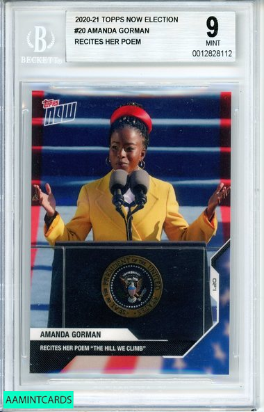 2020-21 TOPPS NOW ELECTION AMANDA GORMAN #20 RECITES HER POEM BGS 9 MINT 0012828112