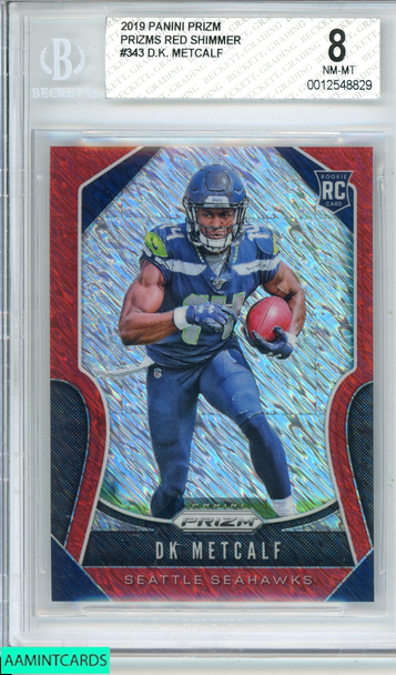 2019 PANINI PRIZM D.K. METCALF #343 PRIZMS RED SHIMMER ROOKIE RC 1 OF 15 BGS 8 0012548829