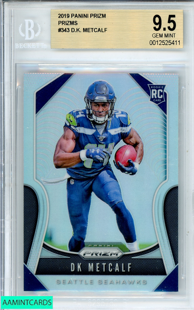 2019 PANINI PRIZM DK METCALF #343 SILVER PRIZM ROOKIE RC BGS 9.5 GEM MINT 0012525411