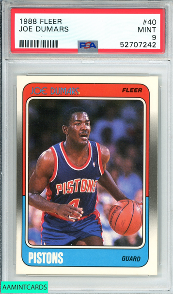 1988 FLEER JOE DUMARS #40 DETROIT PISTONS PSA 9 MINT 52707242 1988 FLEER JOE DUMARS #40 DETROIT PISTONS PSA 9 MINT 52707242