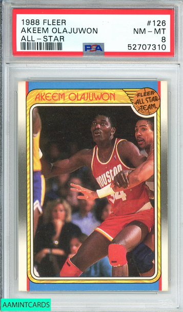 1988 FLEER AKEEM OLAJUWON #126 ALL-STAR HOUSTON ROCKETS PSA 8 NM-MT 52707310