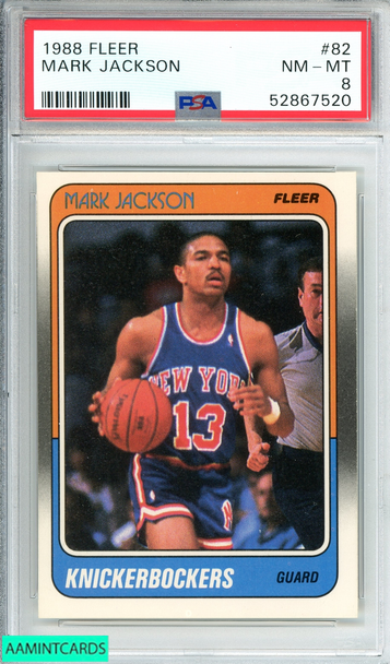 1988 FLEER MARK JACKSON #82 NEW YORK KNICKS ROOKIE RC PSA 8 NM-MT 52867520