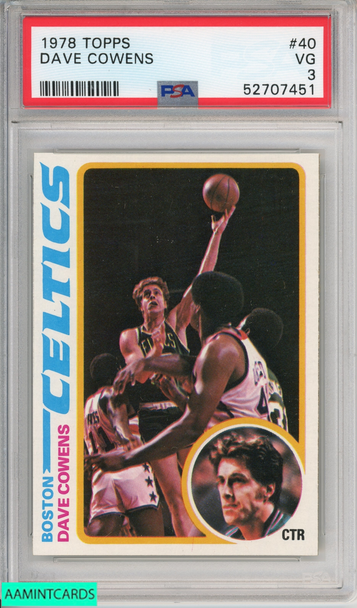 1978 TOPPS DAVE COWENS #40 HOF BOSTON CELTICS PSA 3 VG 52707451 1978 TOPPS DAVE COWENS #40 HOF BOSTON CELTICS PSA 3 VG 52707451