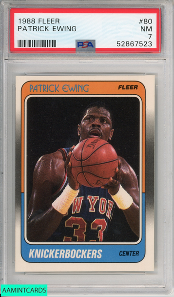 1988 FLEER PATRICK EWING #80 HOF NEW YORK KNICKS PSA 7 NM 52867523