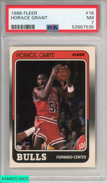 1988 FLEER HORACE GRANT #16 ROOKIE CHICAGO BULLS RC PSA 7 NM 52867535