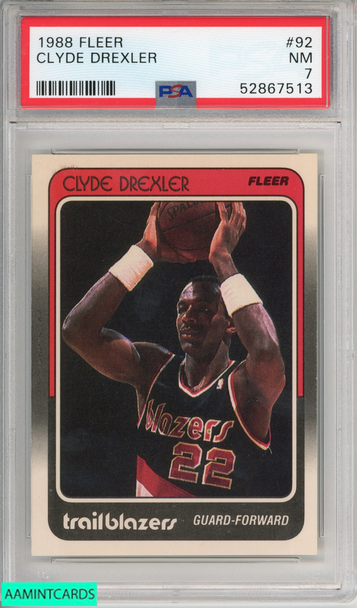 1988 FLEER CLYDE DREXLER #92 HOF PORTLAND TRAILBLAZERS PSA 7 NM 52867513 1988 FLEER CLYDE DREXLER #92 HOF PORTLAND TRAILBLAZERS PSA 7 NM 52867513