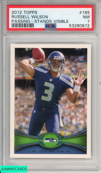 2012 TOPPS RUSSELL WILSON #165 PASSING-STANDS VISIBLE ROOKIE RC PSA 7 NM 53280872