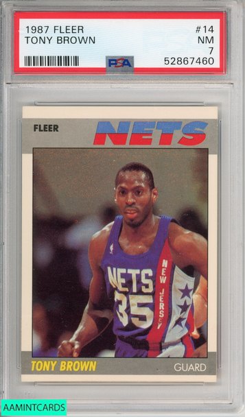 1987 FLEER TONY BROWN #14 NEW JERSEY NETS PSA 7 NM 52867460