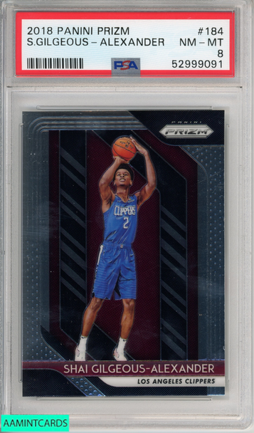 2018 PANINI PRIZM SHAI GILGEOUS-ALEXANDER #184 ROOKIE CLIPPERS RC PSA 8 NM-MT 52999091