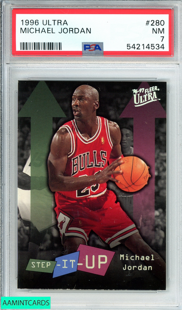 1996 ULTRA MICHAEL JORDAN #280 CHICAGO BULLS HOF! PSA 7 NM 54214534 1996 ULTRA MICHAEL JORDAN #280 CHICAGO BULLS HOF! PSA 7 NM 54214534
